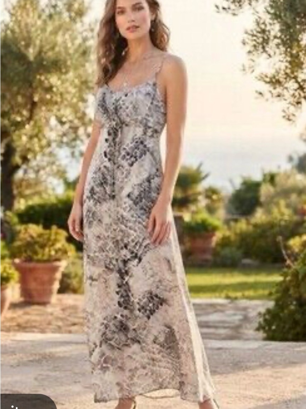 Sleeveless Snake-Print Maxi Dress in Neutral Tones